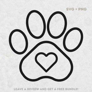 Paw Print SVG, Svg files for Cricut, Heart Svg, Heart Clipart, Paw Print Cut File, Dog Clipart, Paw Print with heart SVG, Heart Png, Dog SVG