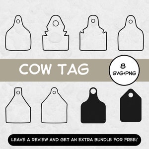 Cow Tag SVG, Svg files for Cricut, Name Tags Svg, Tag Clipart, Cow Clipart, Tag Cut File, Cow SVG, Farm Cut File, Tag Design SVG, Ear Tag