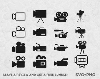 Video Camera SVG Bundle, SVG Files for Cricut, Movie clipart, Camera SVG, Camera Icon, Cinema Svg, Movie Night Svg, Film Director Clipart