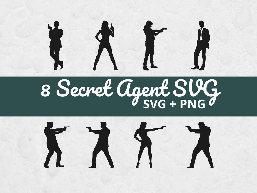 Secret Svg Secret Agent SVG Bundle, Spy Silhouette SVG PNG, Detective Agent Cut ...