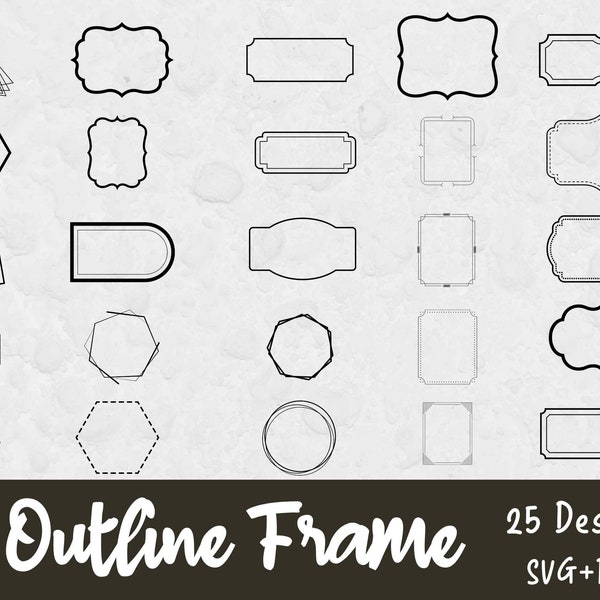 Outline Frame SVG Bundle, Svg files for Cricut, Frame Svg, Frames SVG, Frame Clipart, Design Element, Wedding Design Elements, Wedding SVG