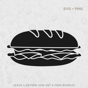 Baguette Sandwich Svg, Arquivos SVG para Cricut, Baguette Svg, Fast Food SVG, Sanduíche Clipart, Arquivo de Corte de Baguette, Baguette Imagem Clipart