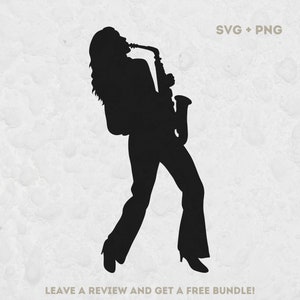 Arquivo de corte SVG de saxofone feminino, arquivos Svg para Cricut, Saxofone PNG, Música Svg, Jazz SVG, Jazz Png, Músico, Músico Feminino,
