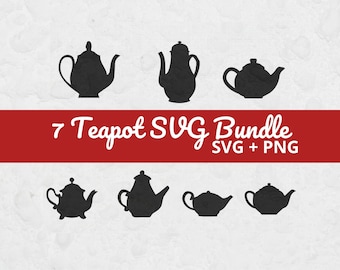 Pakiet plików SVG z czajniczkiem, sylwetka czajniczka w formacie SVG, pliki SVG z herbatą dla Cricut, grafika 3D z czajniczkiem, plik SVG z miłośnikiem herbaty, plik do wycinania dekoracji kuchennych
