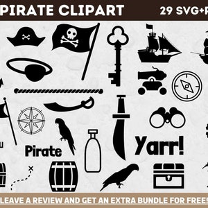 Pirate SVG Clipart Bundle, SVG Files for Cricut, Pirate PNG, Pirate Clipart Image, Nautical Clipart, Kids Clipart, Cricut Svg, Pirate Cut