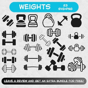 Hantel Gewichte SVG Bundle, SVG-Dateien für Cricut, Gym SVG, Gewichtheben svg, Wand Kunst Gym, Power Lift svg, Gym Clipart, Training svg