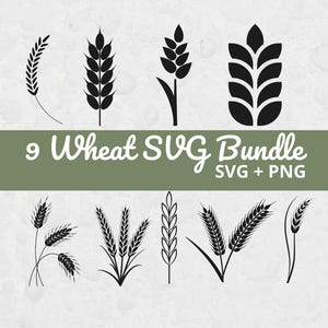 Wheat SVG Bundle, Wheat Clipart PNG, Farmhouse SVG, Cricut Cut Files, Rustic Farm Clipart, Plant svg, Baking svg, Instant Download