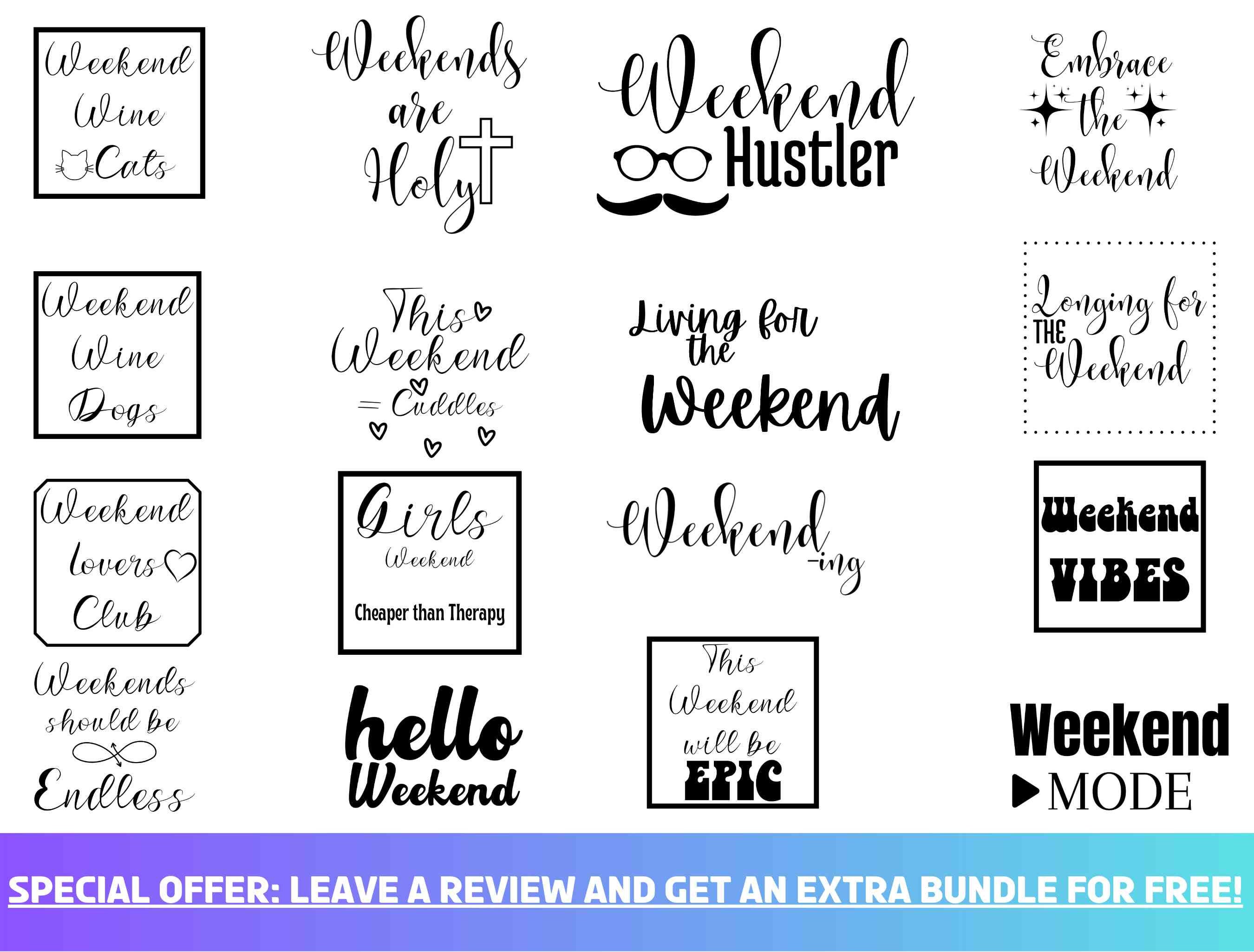 Logo Week End Weekend Svg Bundle Commercial Use Svg SVG Files for Cricut - Etsy