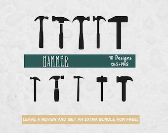Hammer SVG Bundle, Svg files for Cricut, Hammer Clipart, Hammer PNG, Tool Svg, Tool Clipart, Carpenter Clipart, Builder SVG, Hammer Cut File