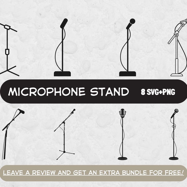 Microphone Stand SVG, Svg files for Cricut, Microphone Cut File, Music Svg, Microphone Clipart, Singer clipart, Jazz svg, Microphone PNG