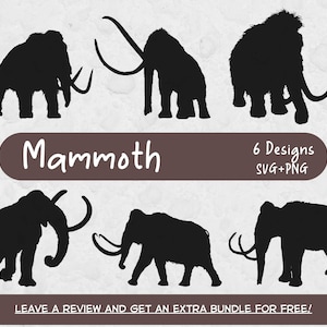 Mammoth Svg Bundle, Mammoth PNG, Svg Files for Cricut, Mammoth Silhouette, Ice Age, Prehistoric Animal, Animal Clipart, Cut Files