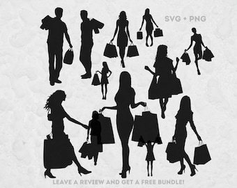 Shopping Silhouette Svg, SVG Files for Cricut, Shopping Clipart, Silhouette Cut File, Female Svg, Woman Svg, Woman Clipart, Shopping SVG