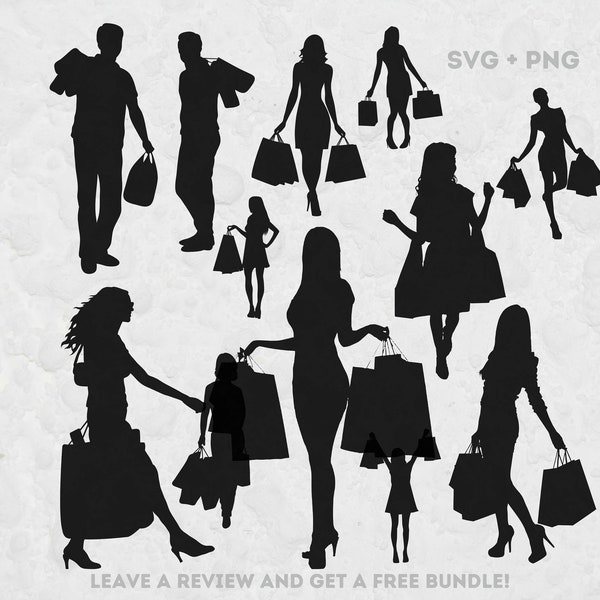 Shopping Silhouette Svg, SVG Files for Cricut, Shopping Clipart, Silhouette Cut File, Female Svg, Woman Svg, Woman Clipart, Shopping SVG