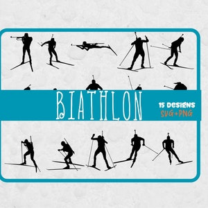 Biathlet SVG Bundle, SVG-Dateien für Cricut, Biathlet Clipart, Cricut Silhouetten, Ski fahren, Ski fahren, Wintersport SVG