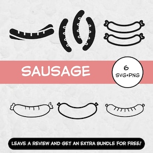 Wurst SVG Bundle, SVG-Dateien für Cricut, Fast-Food-Svg, Junk-Food-Svg, Fleisch Clipart, Würstchen, Wurst geschnitten Datei, Wurst-Clipart-Bild