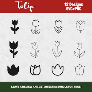 Tulp SVG, SVG-bestanden voor Cricut, Tulp Clipart, Tulp Cut File, Tulp Vector, Bloem clipart, Bloemen SVG, Bloem svg, Holland Svg