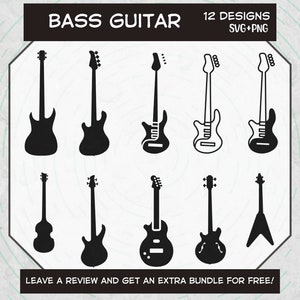 Basgitaar Svg, SVG-bestanden voor Cricut, bas SVG, bas clipartafbeelding, basgitaar silhouet, muziekinstrument, bas gesneden bestand, SVG gesneden bestand