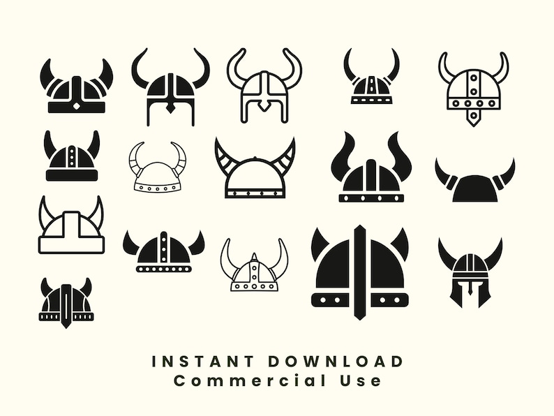 Viking Helmet Svg Bundle, Norse Helmet Clipart, Warrior Helmet Cut File, Cricut Viking, Nordic SVG, Pagan, Tattoo Design image 2