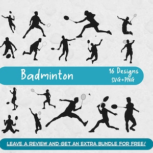 Badminton Bundle, SVG Files for Cricut, Badminton Silhouettes, Badminton PNG, Racket Sports Svg, Sports Clipart, Badminton Clipart, Sports