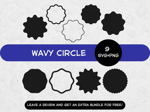 Wavy Circle SVG Bundle, Scalloped Frame SVG, Cricut Circle Frames, Retro Wavy Shapes, PNG Cut Files, Sublimation, Silhouette
