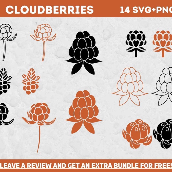Cloudberry Svg, SVG Files for Cricut, Berry SVG, Flowers Svg, Berry Clipart, Food svg, Berries Svg, Cloudberry Cut File, Cloudberry Design