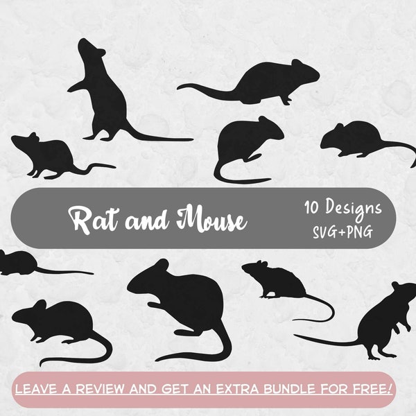 Mouse SVG, Rat Svg, Svg Files for Cricut, Rat Silhouette, Mouse Cut File, Cut Files, Rodents Svg, Mouse Clipart, Rat Clipart, Mouse PNG