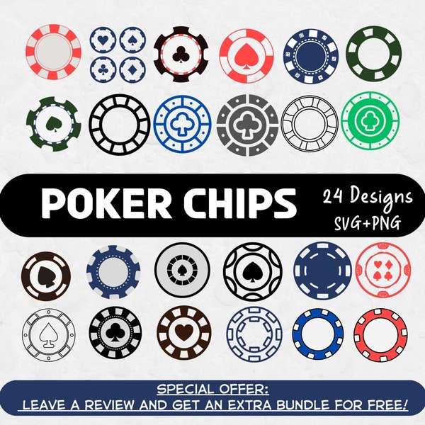 Poker Chip SVG Png Clipart Image Bundle, Gambling Clipart, SVG Files for Cricut, Poker Svg, Poker Chip SVG, Casino Clipart, Poker Chip