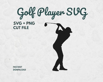Silueta de jugador de golf SVG, archivos SVG para Cricut, golf SVG, imágenes prediseñadas de golf, archivos de corte, silueta masculina, golfista SVG, jugador de golf SVG, golf PNG