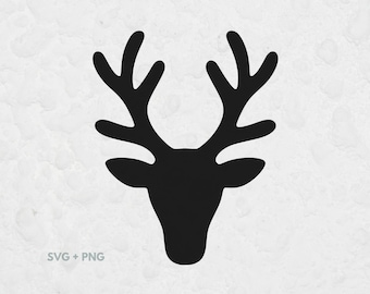 Reindeer Head SVG, Christmas Deer Silhouette PNG, Rustic Holiday Cricut Design