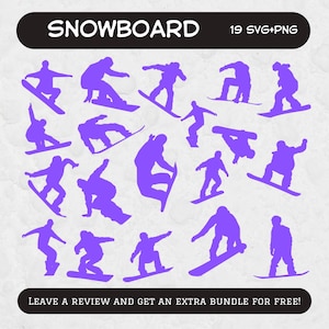 Snowboard SVG Bundle, Fichiers SVG pour Cricut, Snowboard Clipart, Snowboard PNG, Snowboard Silhouettes, Winter Svg, Snowboard, Svg Cut Files