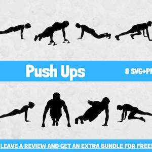 Push-Up-Svg-Bundle, SVG-Dateien für Cricut, Fitnessstudio SVG, Training Clipart, Silhouette-Svg, Sofortiger Download, Training svg, Stärke Ssh, Push-Ups