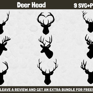 Hirsch Kopf, SVG-Dateien für Cricut, Hirsch SVG, Trophäe SVG, Hirsch Clipart, Geweih SVG, Jagd Clipart, Hirsch Png, Buck SVG, Jäger geschnitten Datei
