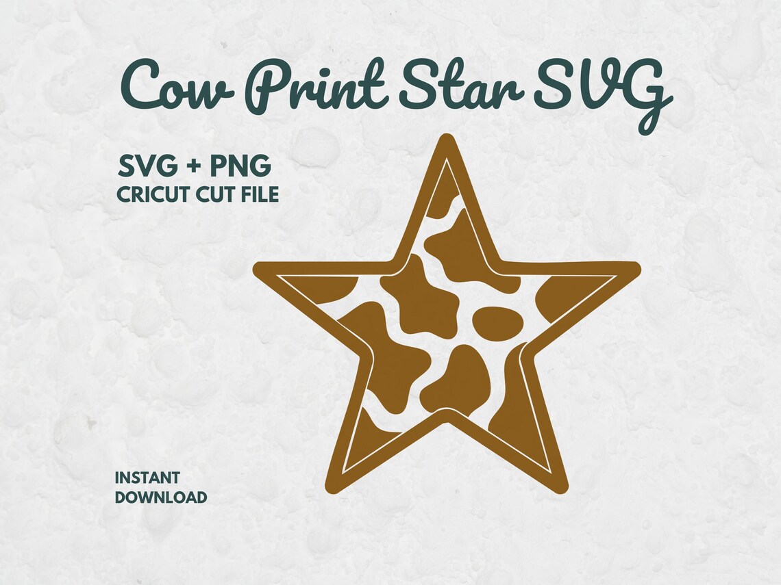 Cow Print Star SVG, Star Outline SVG PNG, Cow Pattern Star Clipart ...