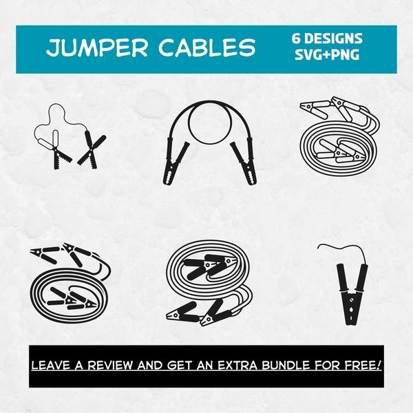 Jumper Cables Svg bundle, SVG Files for Cricut, Car Clipart, Transport SVG, Car Svg, Mechanic Svg, Jumper Cable Clipart, Road Assistance