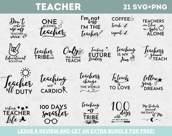 Teacher Appreciation SVG Bundle, SVG Files for Cricut, Teaching Svg, Teacher Quote Svg, Teacher Shirt Svg, Teacher Shirt PNG, Teacher Design