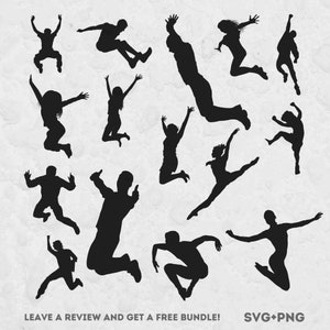 Jumping Svg, SVG Files for Cricut, Jump SVG, Jump Silhouette, Happy SVG, Celebration Svg, Acrobatic Silhouettes, Jump Cut Files, Jump Svg