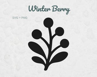 Winter Berry SVG, Botanical Branch Cut File, Winter Decor, Nature Decor