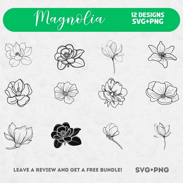 Magnolia SVG, SVG Files for Cricut, Flower clipart, Flowers SVG, Flower svg, Magnolia Clipart, Summer svg, Spring Svg, Magnolia Flower