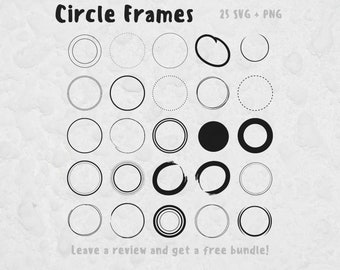 Marco circular SVG, archivos SVG para Cricut, círculo SVG, marcos SVG, imagen prediseñada de marco, archivo de corte de marco circular, marco circular PNG, corte circular
