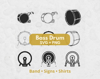 Ensemble de fichiers SVG pour grosse caisse, musique, clipart de batterie, fichiers SVG pour Cricut, grosse caisse, clipart de batteur, fanfare, rythme, tambour de marche