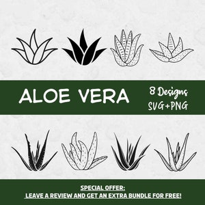 Aloe Vera SVG PNG Bundle, Files for Cricut, Plant Svg, Medical Plant, Plant PNG, Instant Download, Garden Svg, Plant Lover, Garden Png