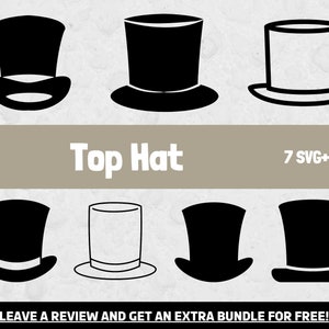 Top Hat SVG, pliki SVG dla Cricut, sylwetka Top Hat, plik cięcia Top Hat, Gentleman SVG, Headwear SVG, Clipart Hat, Wektor Top Hat, Hats SVG
