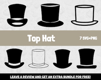 Haut de forme SVG, fichiers Svg pour Cricut, Silhouette haut de forme, fichier coupe haut de forme, Gentleman svg, Svg de chapeaux, Clipart chapeau, vecteur de chapeau haut de forme, chapeaux Svg