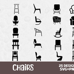 Chair Svg, SVG Files for Cricut, Chair Cut File, Furniture Svg, Chair Clipart, Sit svg, Chair PNG, Home SVG, Living Room Svg, Chairs Svg
