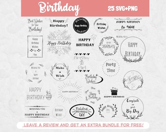 Happy Birthday SVG Cut File, SVG Files for Cricut, Birthday PNG, Birthday Svg, Birthday Cake Topper, Birthday Card Svg, Birthday Clipart