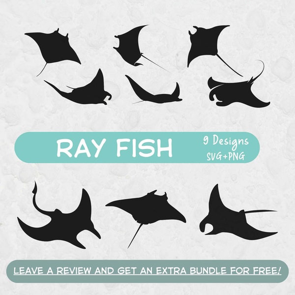 Ray Fish Svg, SVG Files for Cricut, Stingray SVG Bundle, Fish Svg, Sea Life svg, Stingray Silhouettes, Sea Svg, Fish clipart, Fish Cut Files