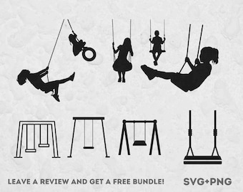 Swing Svg, Svg Files for Cricut, Child Silhouette, Playground Svg, Kids Clipart, Play Clipart, Children Playing, Swing Stand SVG, Swing PNG