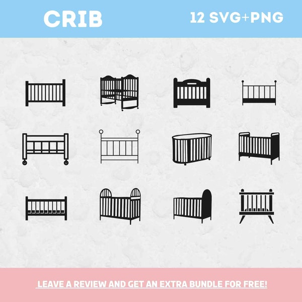Crib Svg, Svg files for Cricut, Baby SVG, Baby clipart, Baby Crib SVG, Baby Bed Svg, Kids Clipart, Crib Cut File, Crib Vector, Nursery Bed