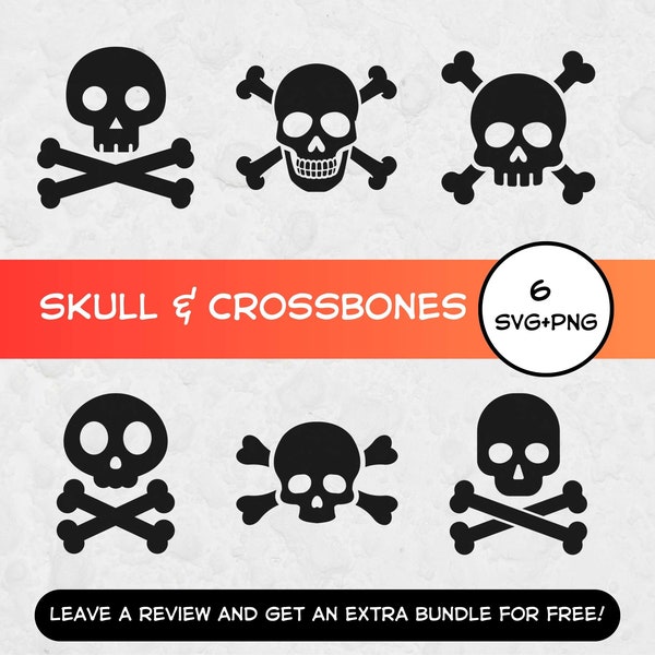 Skull And Crossbones SVG, SVG Files for Cricut, Skull Clipart, Skull Cut File, Skeleton Clipart, Halloween Clipart, Spooky Season, Bones Svg