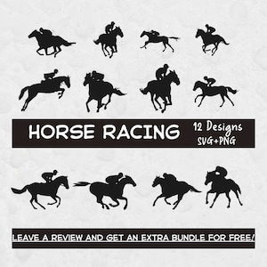 Paardenrennen Svg-bundel, SVG-bestanden voor Cricut, paardenrace PNG, paardensport SVG, paardenrace silhouet, gesneden paard, paardrit